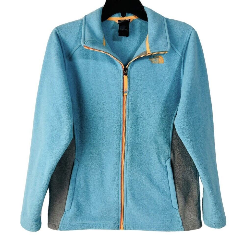 The North Face Fleece Jacket Size XL 18 Girls Blue Full Zip Long Sleeve Pockets